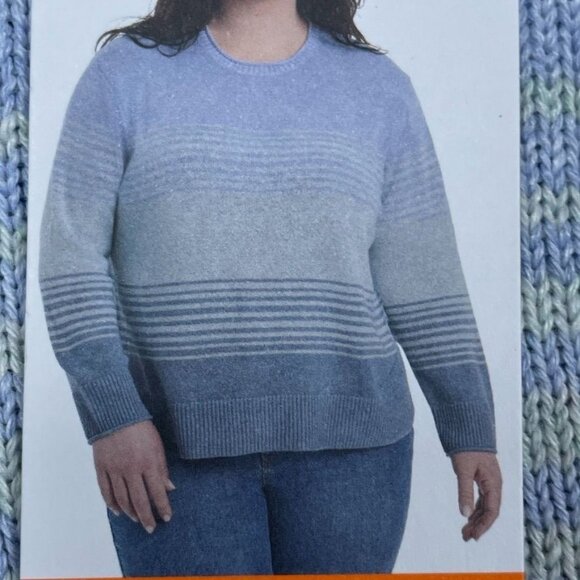 Ella Moss XXL Blue Striped Sweater Crewneck Long Sleeve Knit Lightweight a0600 - Picture 5 of 10
